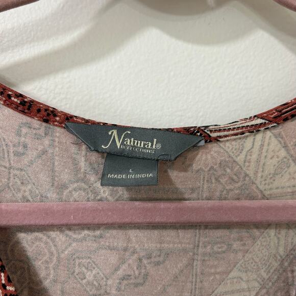 Natural Reflections Womens Large Red Bandana Faux Wrap Maxi Dress Boho Western - Picture 5 of 7